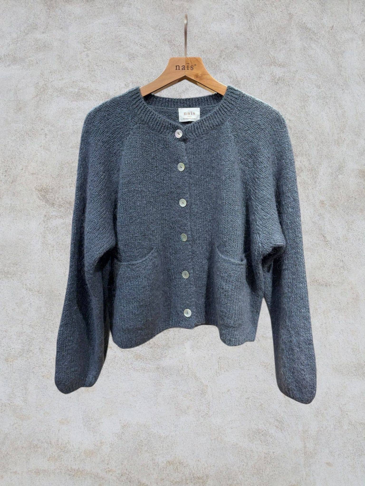 NAÏS PARIS – Cardigan - Mulher por atacado – Cardigan de gola redonda com mangas longas em kid mohair e lã21