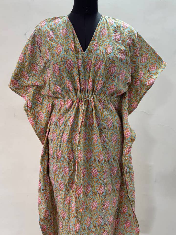 Sommer Baumwolle Blockdruck Kaftan Damen Baumwollkleid für den Großhandel von bhavnas boutique