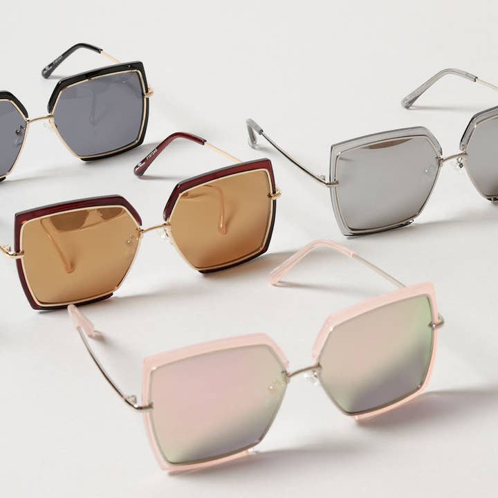 ASSORTED COLOR Women's Oversized Square Mirrored Sunglasses for wholesale on Faire3