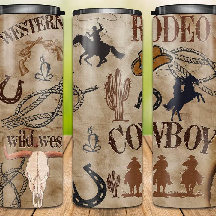 20oz rustfrit stål tumbler - Western / Cowboy for engroshandel hos Your Custom Sports