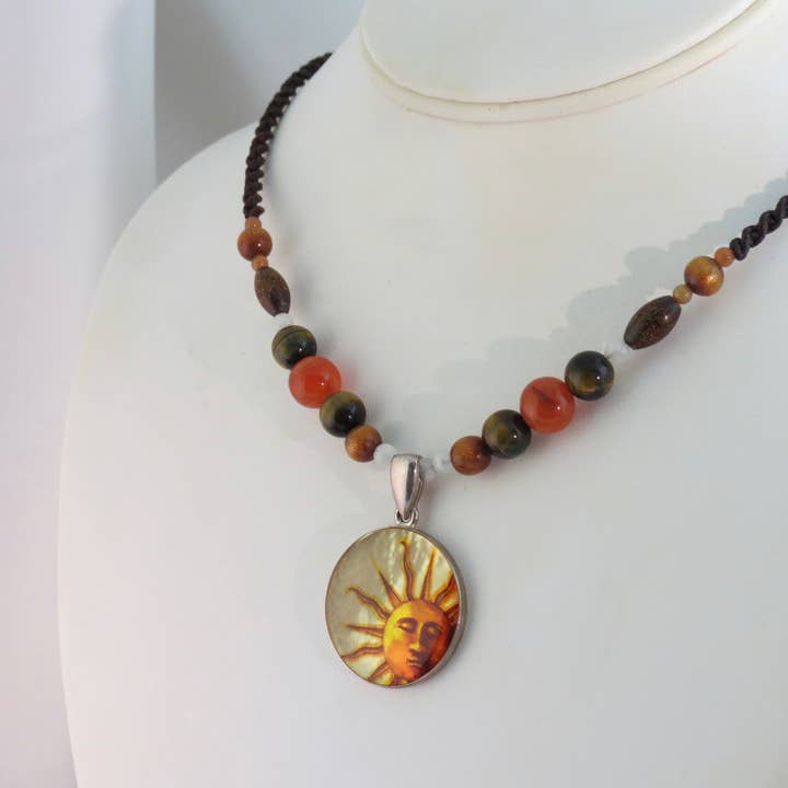 Hand-knotted Stone Necklace 18” (with pendant, not wrapped) for wholesale by Freedom4mymind