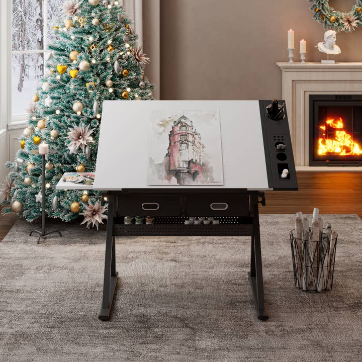 HOMYCASA DESIGN INC - Wholesale Desk Set - Garage Workstation Adjustable Drafting Table with 2 Drawers7