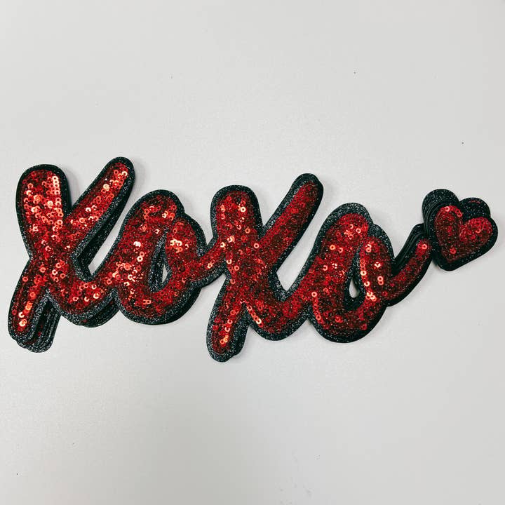 TEELUX - Wholesale Patch - 11” XOXO Sequin in Red - Sequin Patch