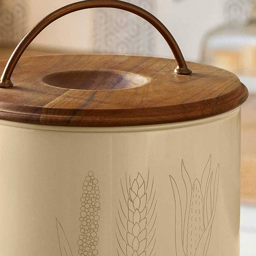 ExpoBazaar – wholesale Food storage container – Grain Storage Barrel with Wooden Lid -8.6X8.6X11"2