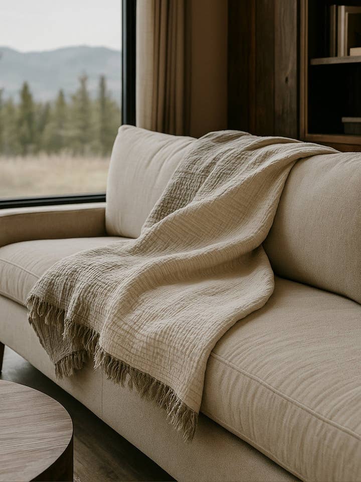 Crinkled Turkish Cotton Cuddle Throw for wholesale by Anaya Home