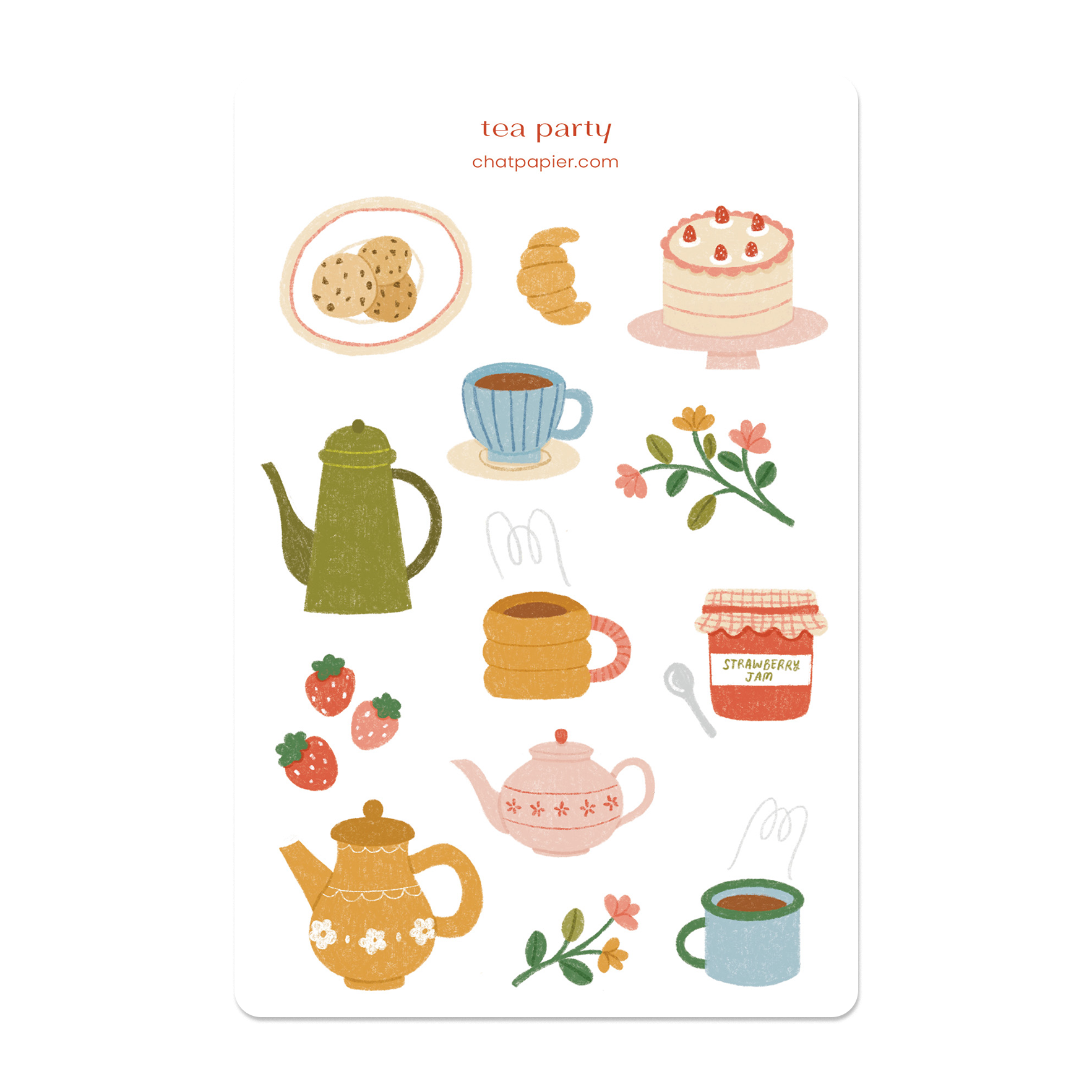 Chat Papier - Wholesale Sticker - Tea Party Sticker Sheet0