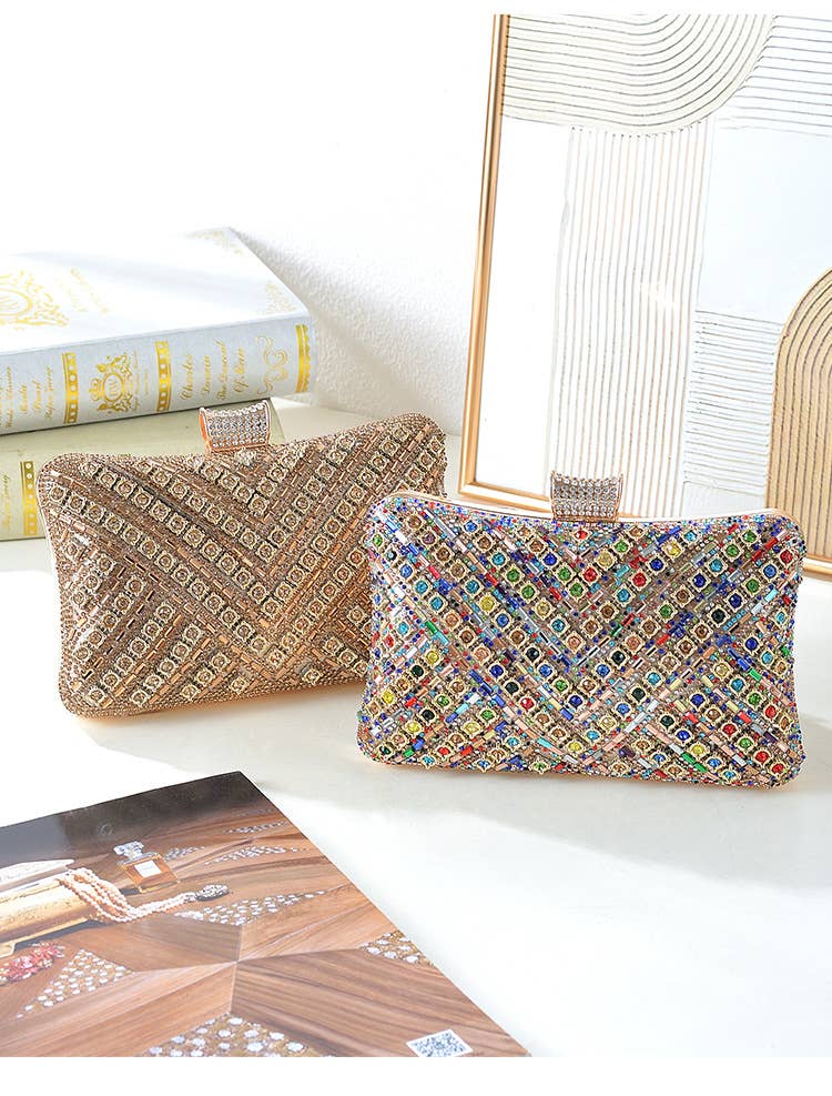 PEACH ACCESSORIES - Wholesale Clutch Bag - Women's - Crystals Stones Evening Clutch Bag 503011