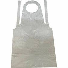 Genuine Joe 50" Disposable Poly Apron for wholesale by Everyday Supply Co
