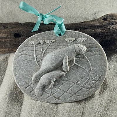 Manatee with Baby Calf Sand Ornament for wholesale by The Sand Store by Creative Artworks, Inc.