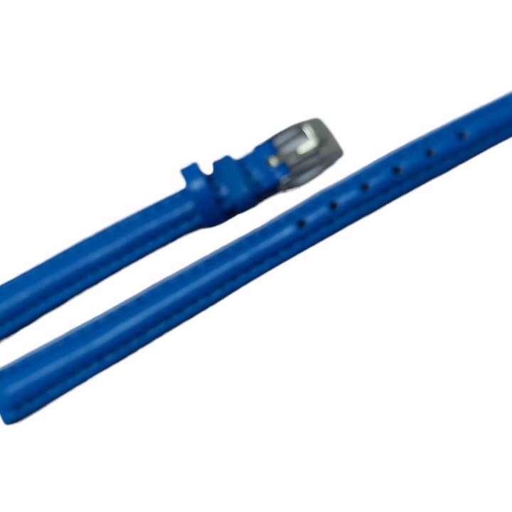 10 mm bleu. Bracelet cuir lisse bombé pour la vente par BRACELETS MONTRE ACH