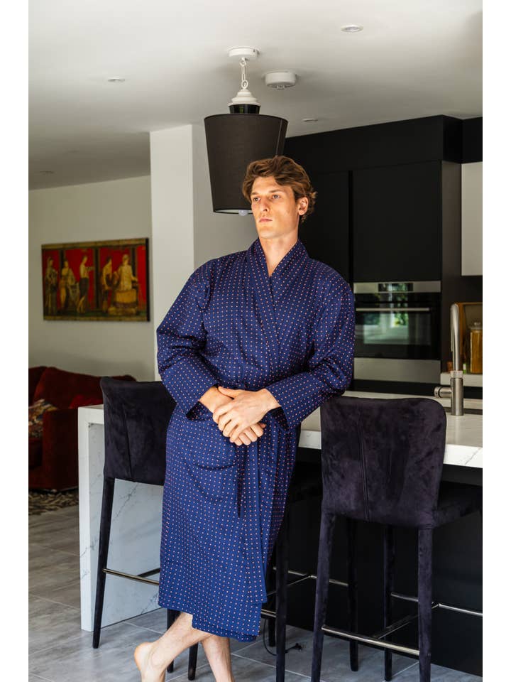 Bown Of London – Engroshandel Morgenkåbe - Herre – Letvægts slåbrok til mænd - Pacific (3XL,4XL)