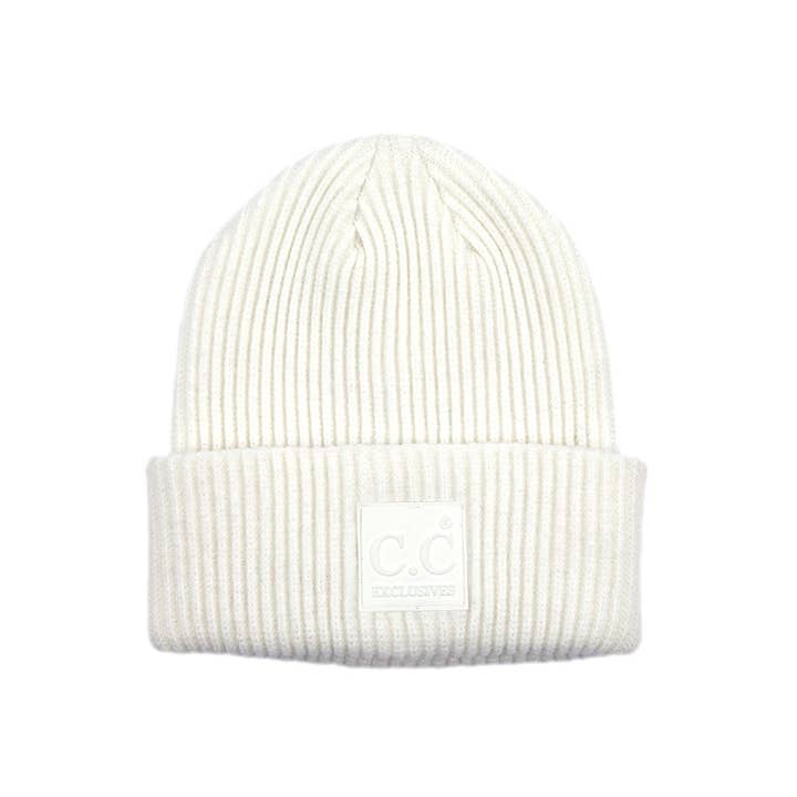 Hana - Wholesale Beanie - Women's - C.C Solid Ribbed Knit Beanie With Rubber Patch2