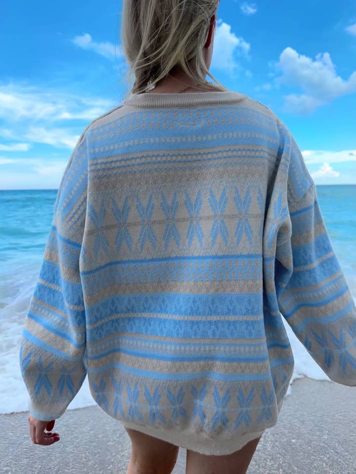 Blue Snowflake Aspen Ski Winter Sweater for wholesale on Faire