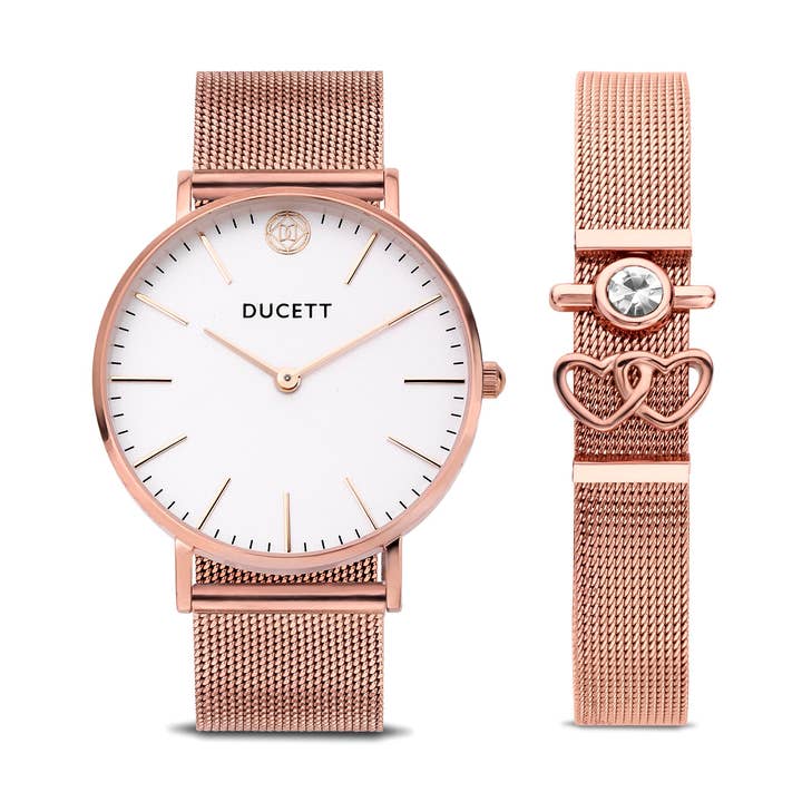 Roséguld mesh-klocka + Lyxigt mesh-armband för wholesale av DUCETT