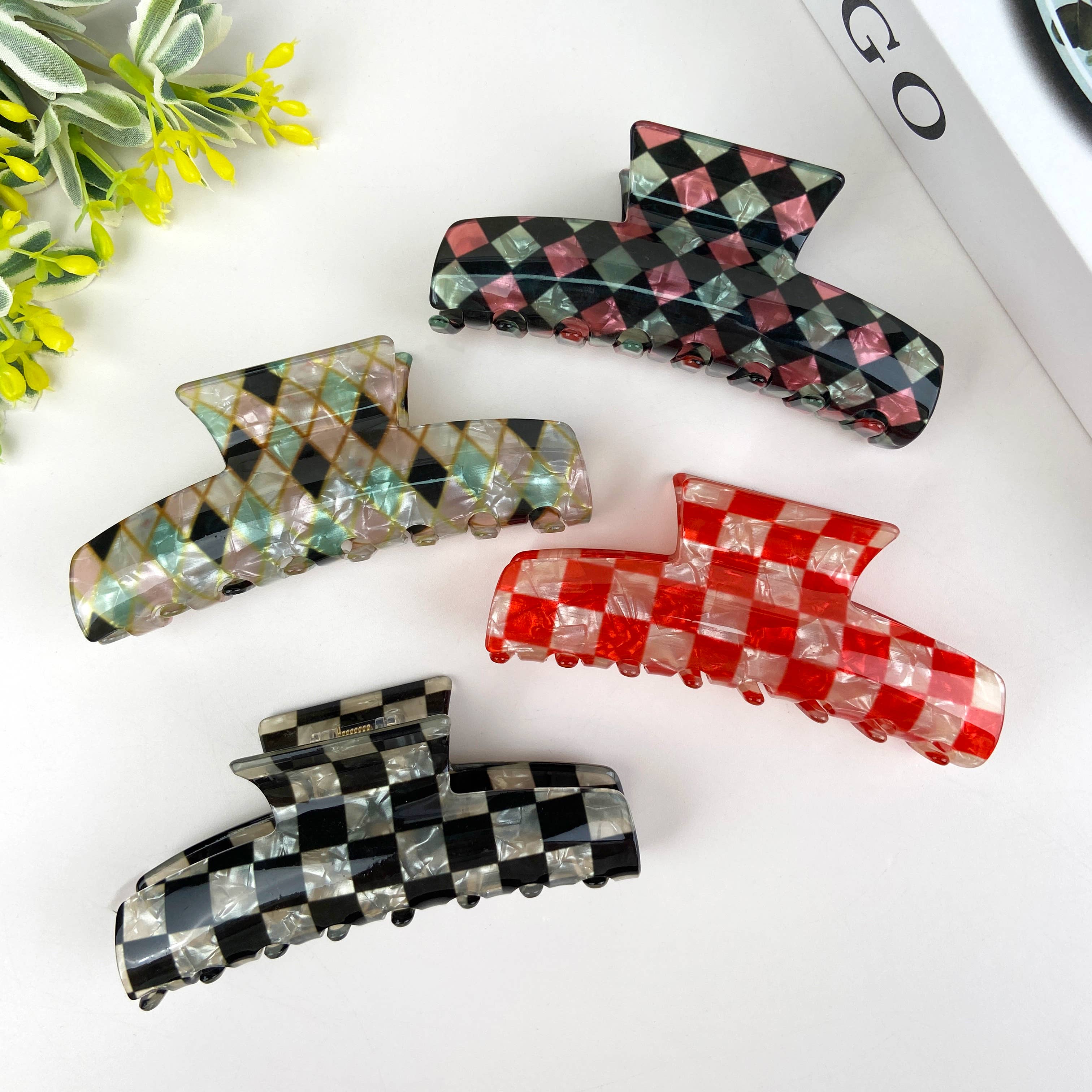 mildstyles – Engroshandel Hårspænde - Dame – Skakternet Hår Claw Clip4