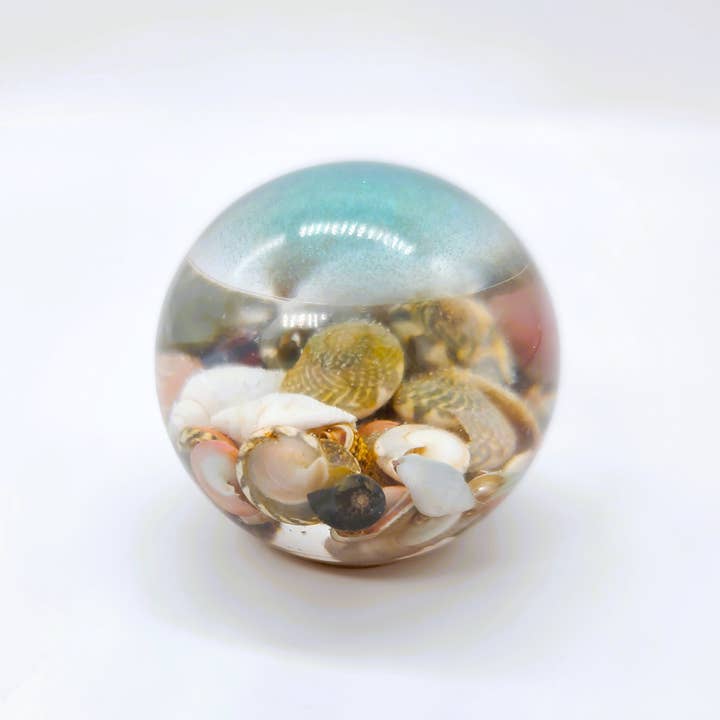 JEMS of the Sea - Wholesale Decorative Tabletop Object - Tiny Ocean Sphere-Made w/ Eco-Friendly Resin, Shells, Sand 5
