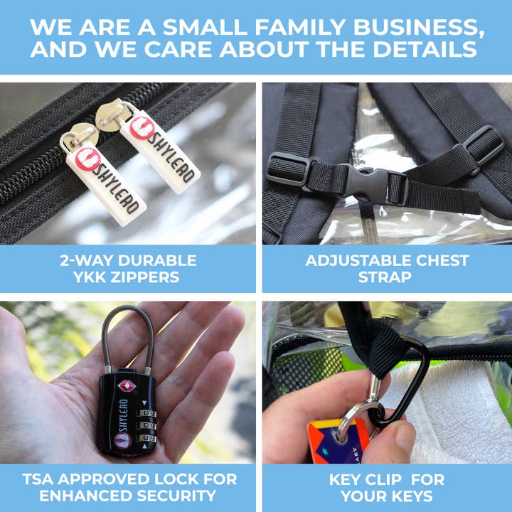 Rhinocéros noir Sac à dos transparent pour école XL | Fermeture éclair supérieure YKK® | Black Rhino en vente sur Faire9