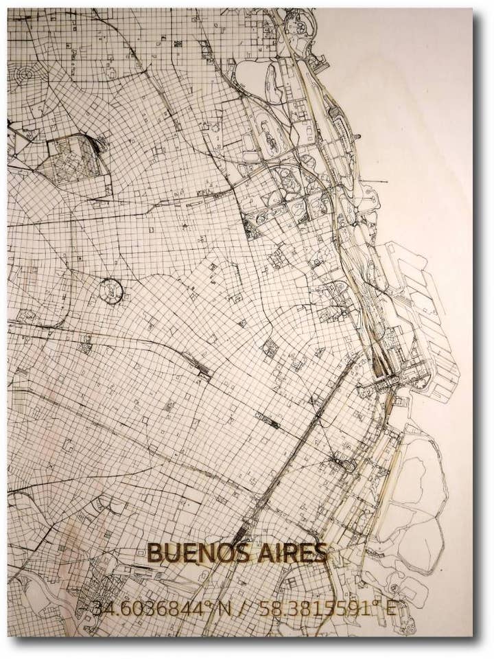 WOODEN WALL DECORATION BUENOS AIRES CITYMAP för wholesale av Brandthout.