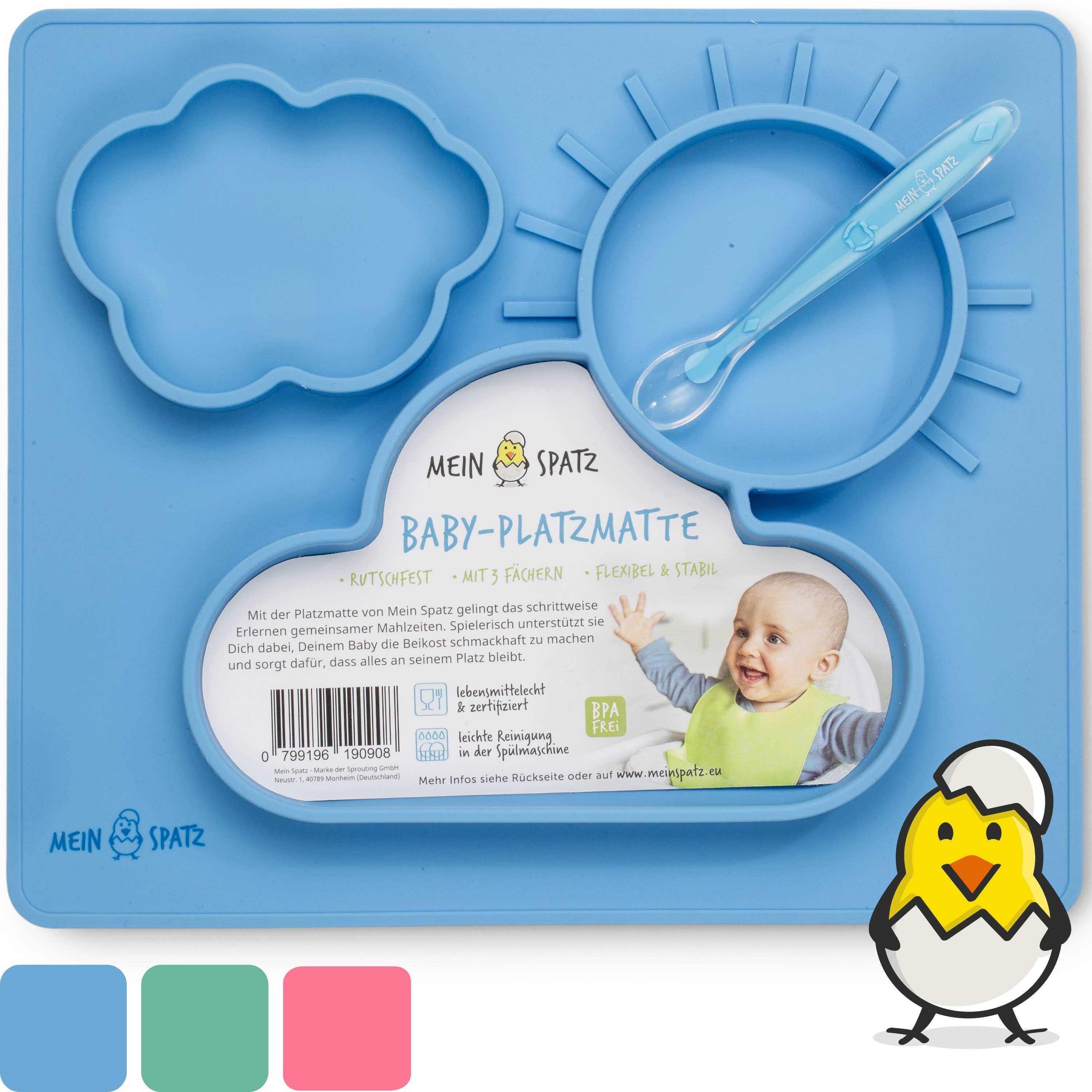 Backefix - Wholesale Dinner Plate - Kids & Baby - Silicone children's plate 40x30cm, blue0