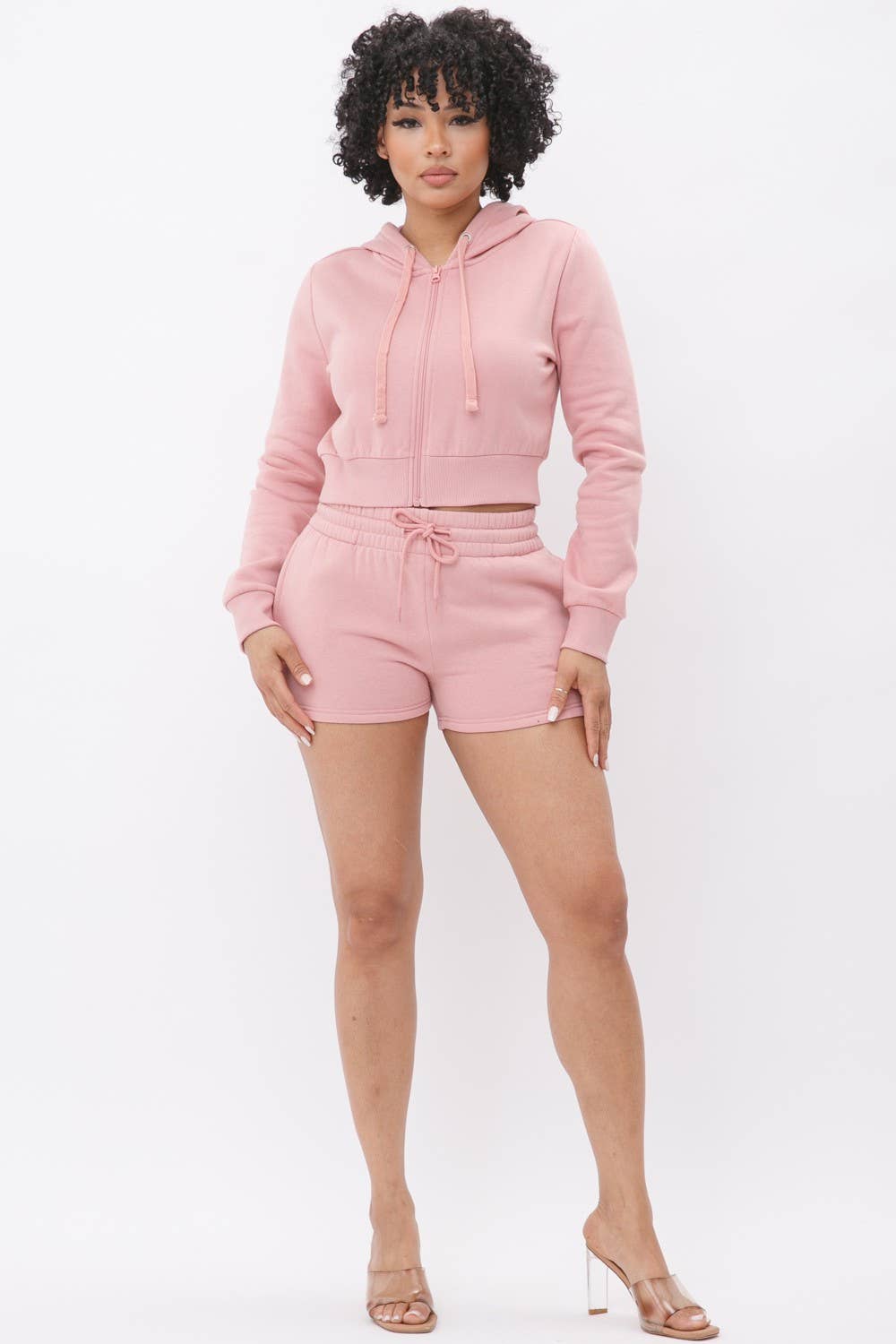 Boswell - Wholesale Lounge Set - Women's - French Terry Hoodie and Short Set With Pockets6