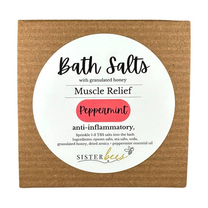 Muscle Relief Honey Bath Salts for wholesale by Sister Bees LLC