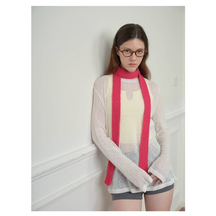 Sweetkama – Cachecol - Mulher por atacado – Lenços de lã skinny de cor sólida para senhora YW01313