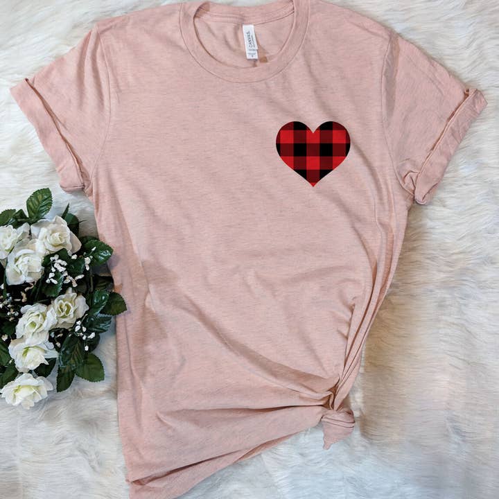 Coeur à carreaux - T-Shirt Saint Valentin pour la vente par House Of Rodan