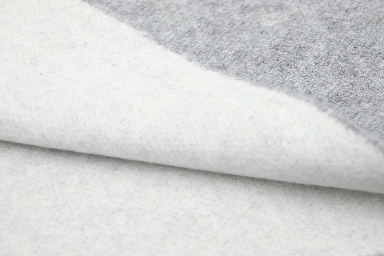 Pearl Grey and Cream Cashmere Blend Wool Blanket DOUBLE for wholesale on Faire2