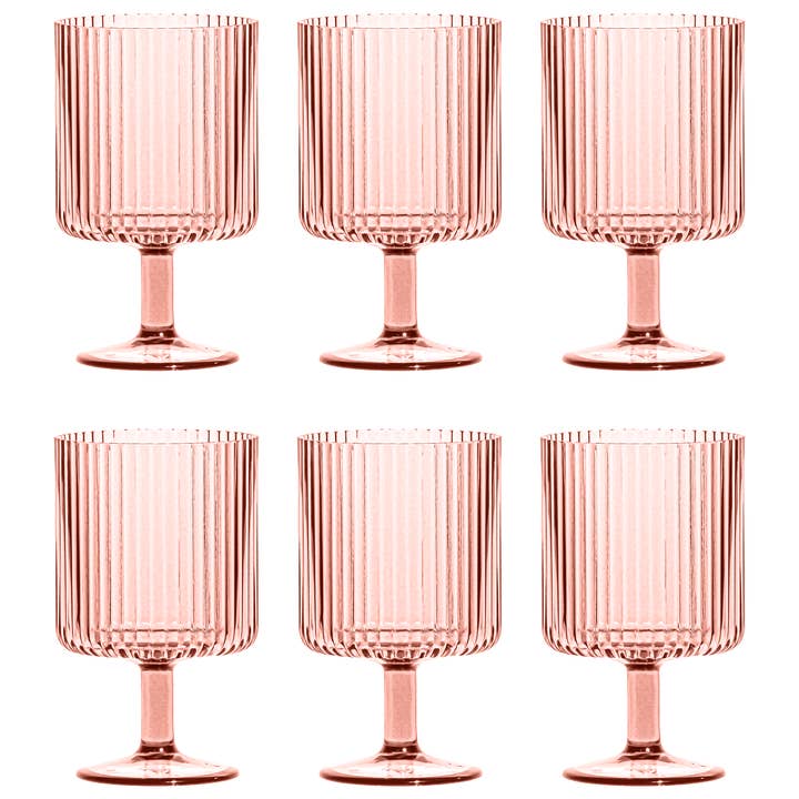 Pink Mesa Stacking Wine Goblet, Pink,15 oz ,Set of 6 for wholesale on Faire
