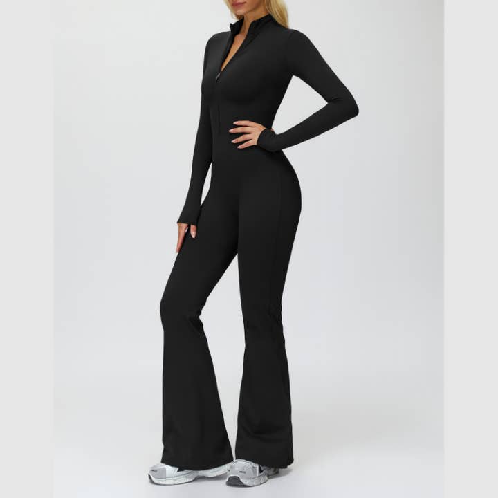 WONDERXFANS – wholesale Unitard – Women′s – Stand-up collar+half-zip sports jumpsuit12
