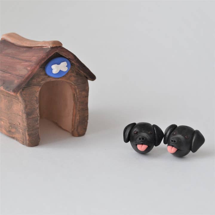 Pawfect Love - Wholesale Knopjes/oorstekers - Black Lab-oorbellen - handgemaakte labrador hondenhengst van polymeerklei5