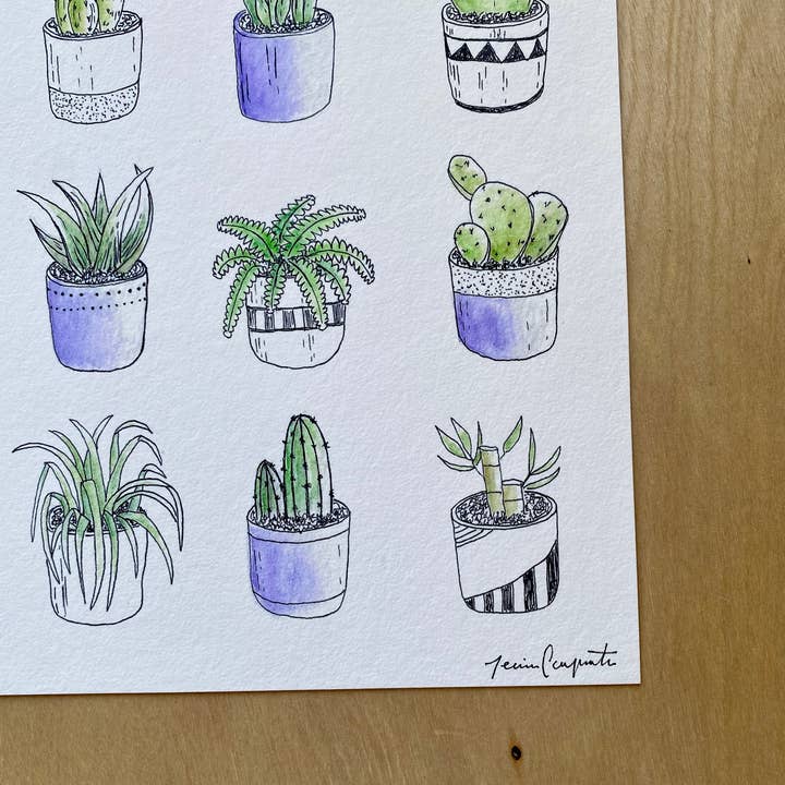 jcarp designs - Wholesale Art Print - Watercolor House Plant Art Print1