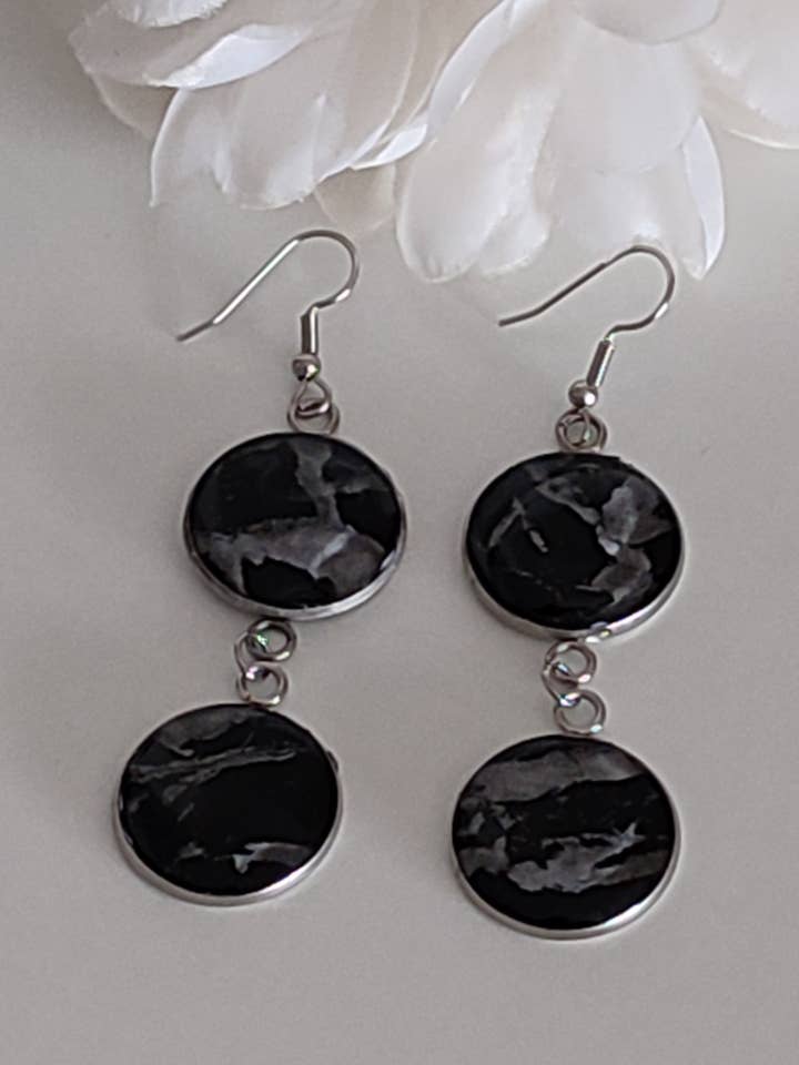 DOUBLE CIRCULAR FOG RESIN EARRINGS for wholesale by catsplatayresina