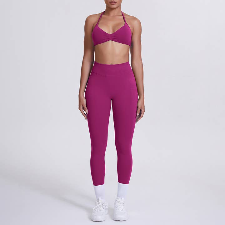 Sodalemon - Wholesale Activewear Set - Women's - Women Yoga Set: High-Waisted Leggings + Halter Neck Bra53