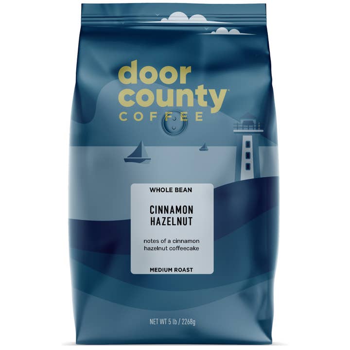 Door County Coffee – wholesale Coffee beans – 5lb Cinnamon Hazelnut Flavored WHOLE BEAN Coffee1