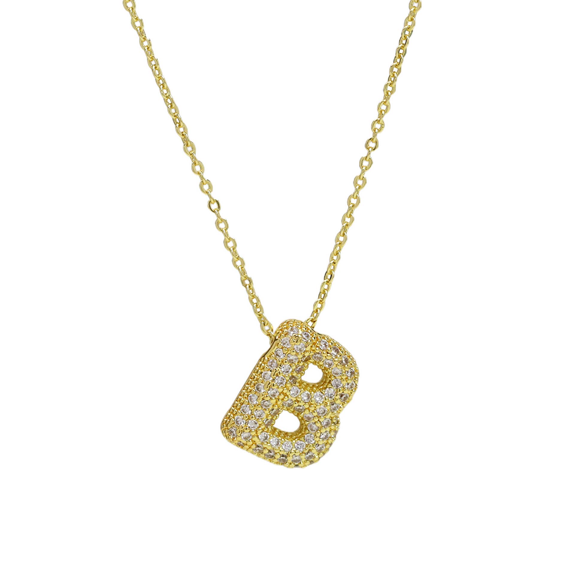 Savvy Bling – Engroshandel Halskæde med vedhæng – Medium Initial CZ Ballon Boble Halskæde 0,57”0