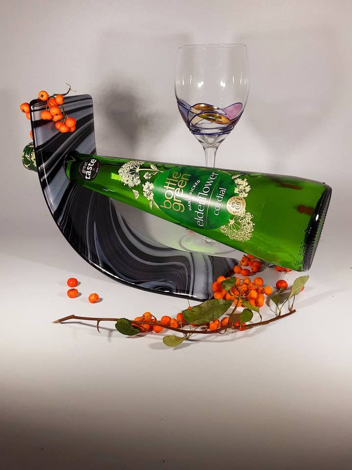 Zwart-witte glazen fleshouder voor wholesale door Glasstopia