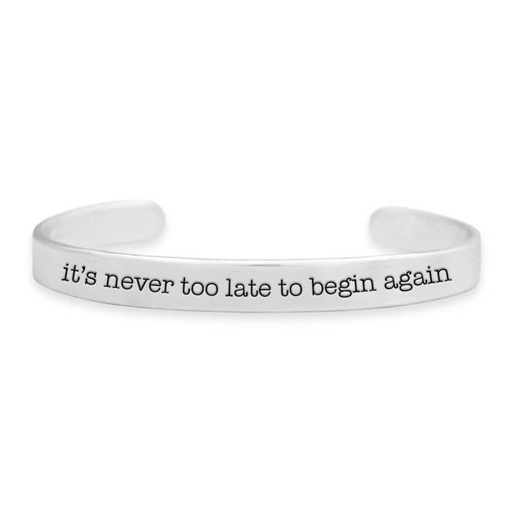 From The Heart - Wholesale Cuff Bracelet - Off the Cuff "it's never too late to begin again" Message