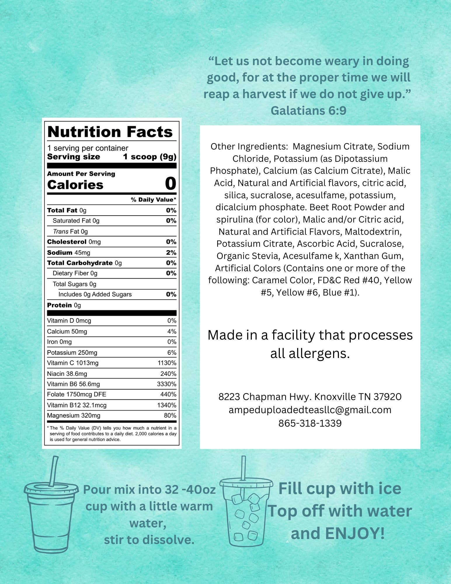 Amped Up Loaded Teas LLC - Wholesale Health/Detox Tea - Elsa Hydration Tea1