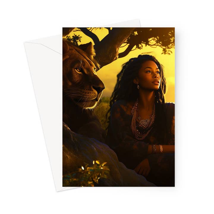 Empress Divine: The Black Feminine & Lion of Judah Legacy Greeting Card for wholesale by D'Sare
