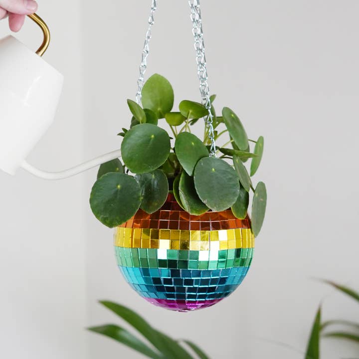 Bubblegum Stuff US - Wholesale Hanging Planter - Disco Ball Hanging Planter - Rainbow (6in)