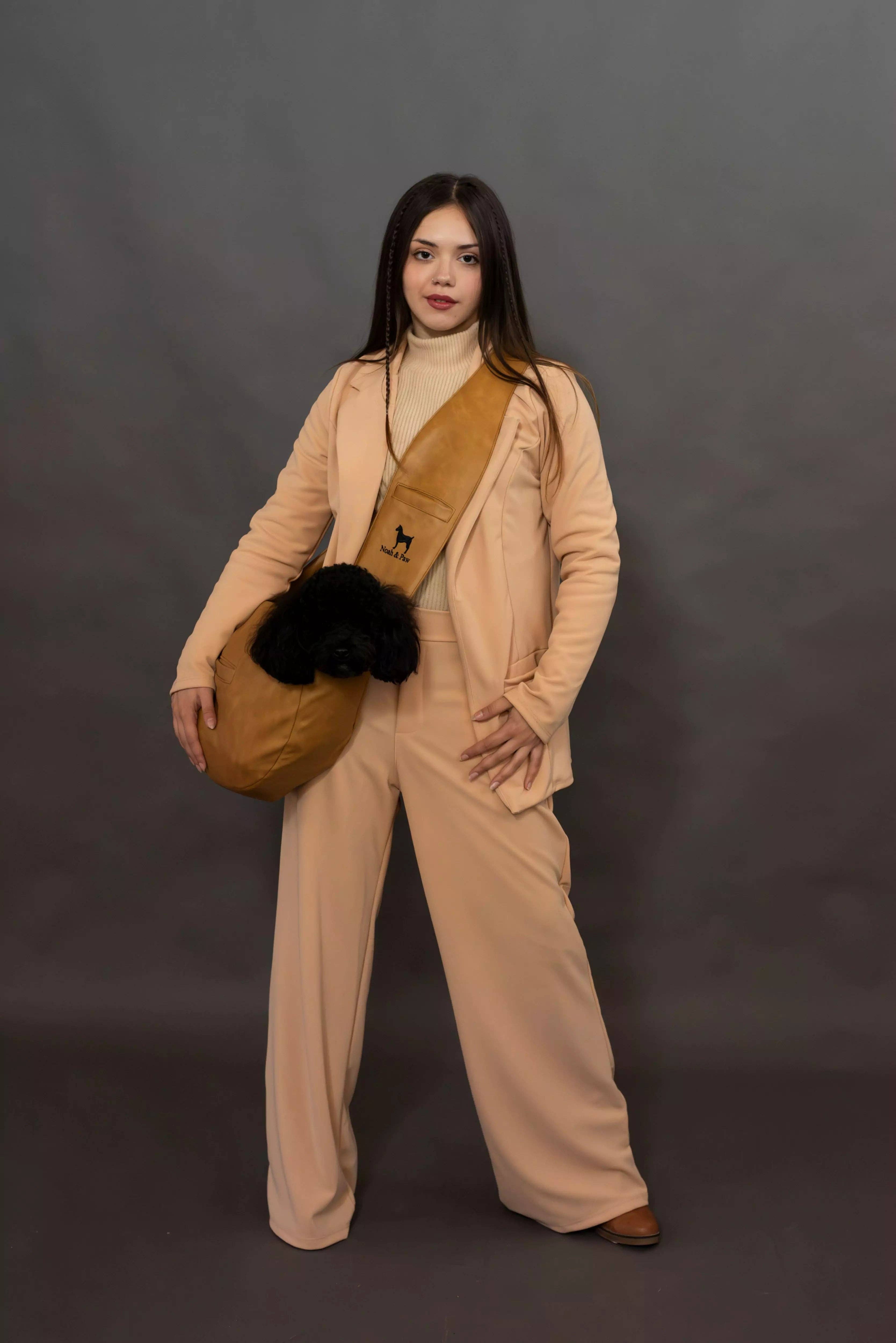 NOAH AND PAW LLC - Vente Caisse de transport – chat et chien - Porte-animal en bandoulière en cuir vegan avec triple sécurité23