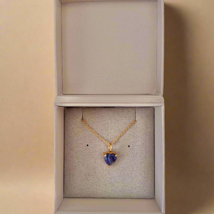 Gold Lunar - Wholesale Pendant/Charm Necklace - April Birthstone Chain Necklace Heart Gemstone Gift