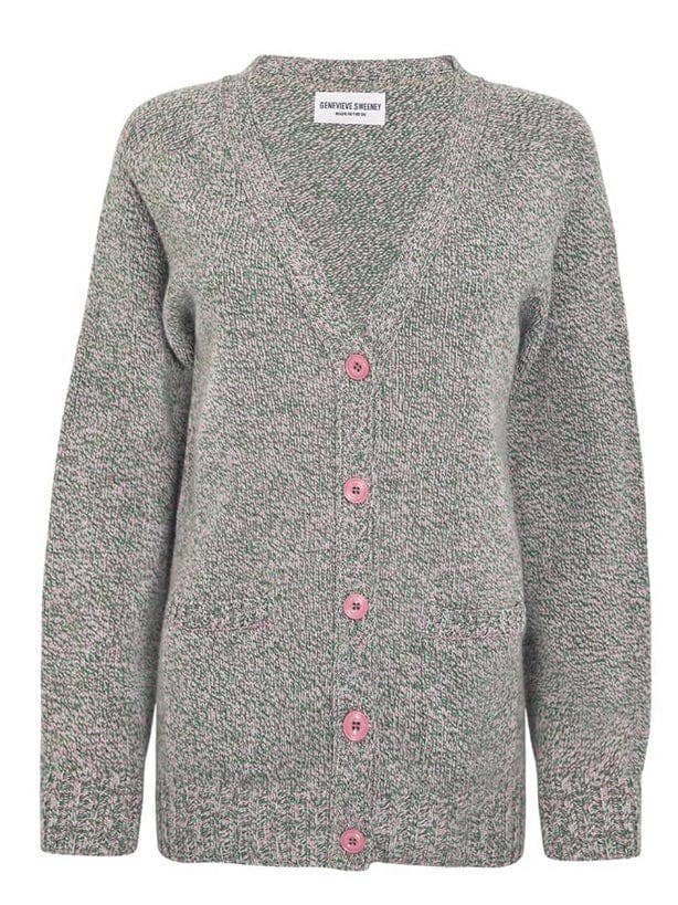 Cárdigan Alva de lana de cordero verde para venta al por mayor de Genevieve Sweeney