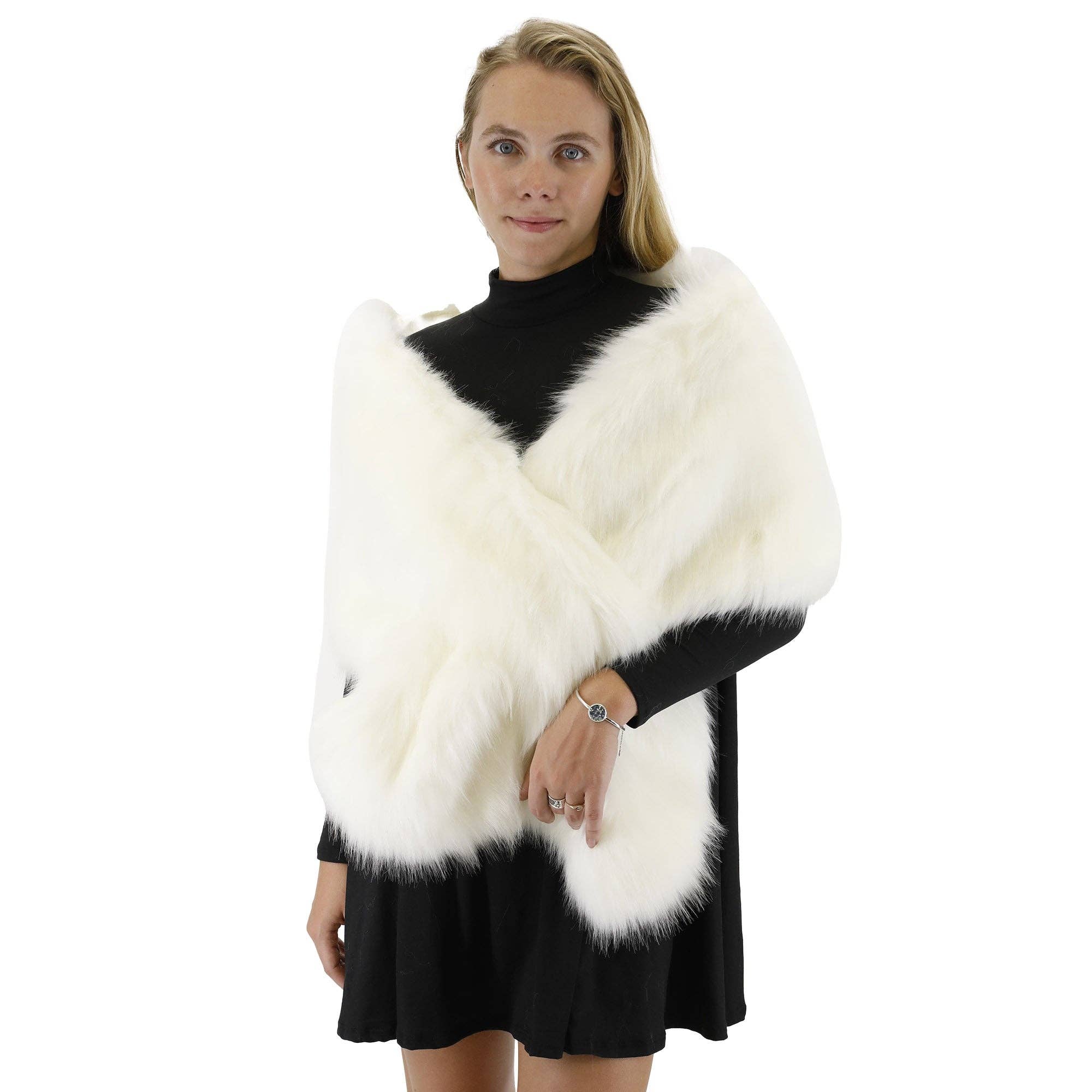 TAPA fashion - Wholesale Fur/Faux Fur Coat - Women's - Faux Fur Shawl Wide P373 (3PC)36