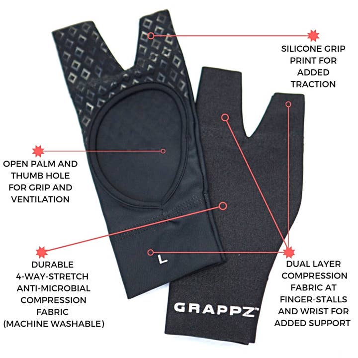 Grappz - Vente Gants – unisexe - Gants athlétiques alternatifs à bande de doigt pour JJJ/Tous les sports - Original Grappz5