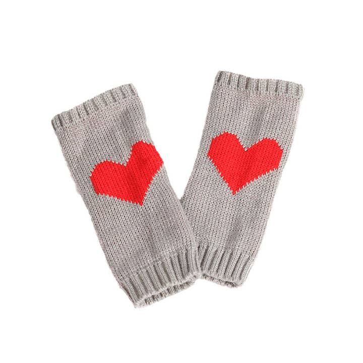 MKS America - Wholesale Gloves - Women's - Peach Heart Pattern Half-Finger Gloves