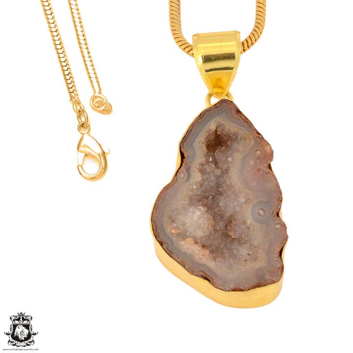 Tabasco Geode 24-karaats vergulde hanger GPH1041 voor wholesale door SARAH DESIGNS JEWELRY