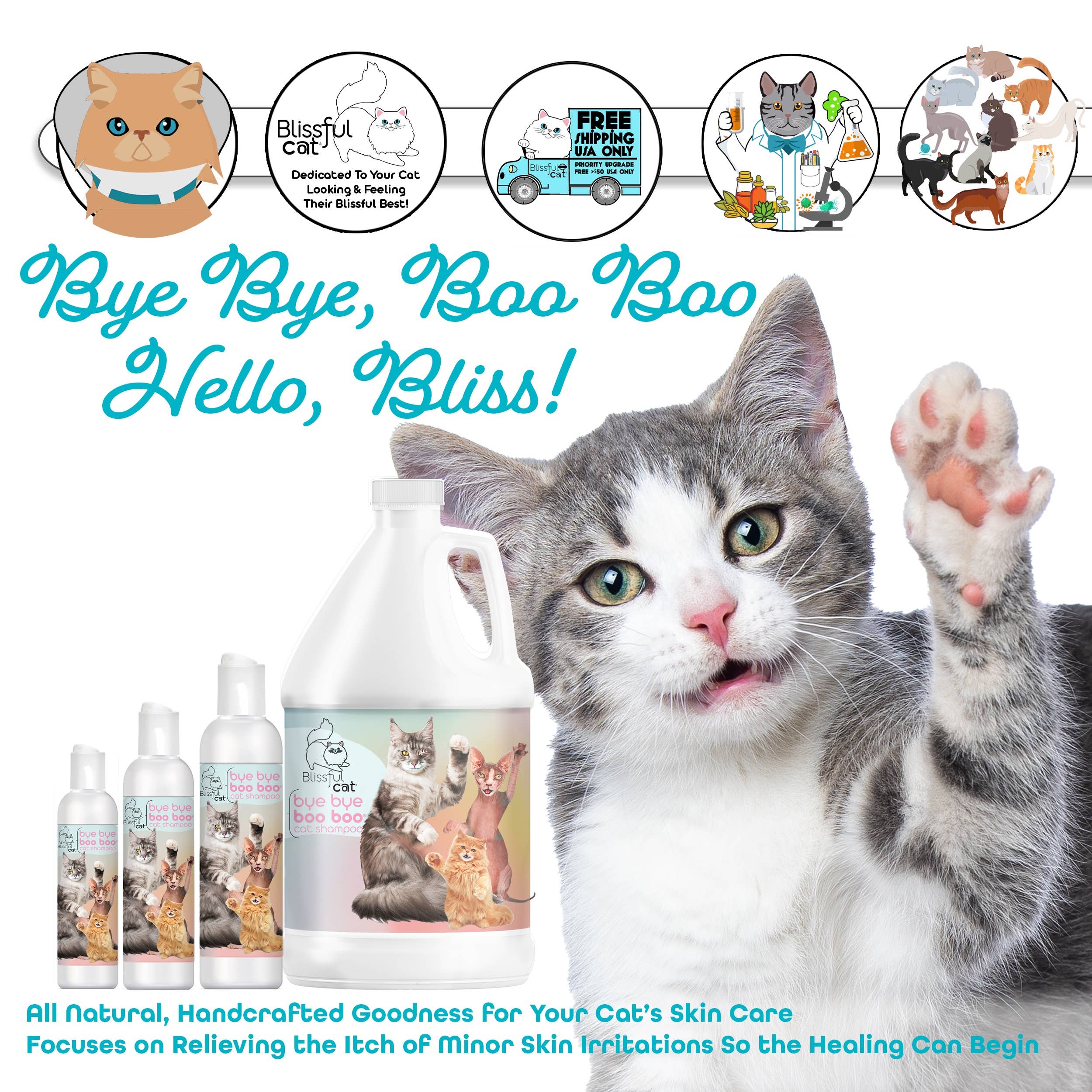 The Blissful Dog – wholesale Pet grooming tool – Cat – The Blissful Cat Bye Bye Boo Boo Cat Shampoo6