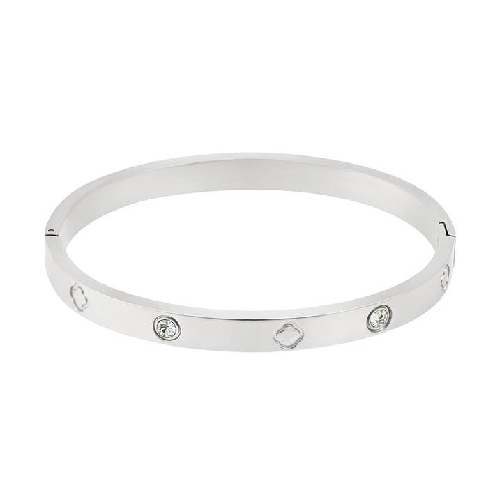 Tarnish Resistant CZ and Clover Bangle and other Purchase Wholesale sterling silver bangles. Free Returns & Net 60 Terms on Faire trending on Faire.